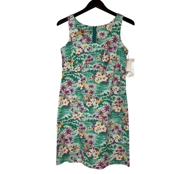 Hilo Hattie Hawaiian Dress Womens 8 Green Purple Floral Sundress Tropical NWT - Picture 1 of 14